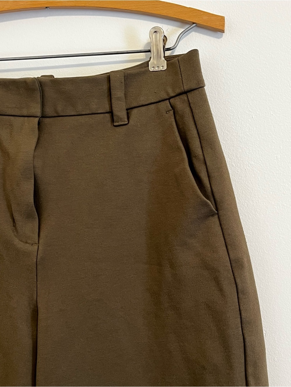 Frank And Oak Amelia Retro Trousers High Rise Tapered Pleated Ankle Pants Taupe - Picture 4 of 9